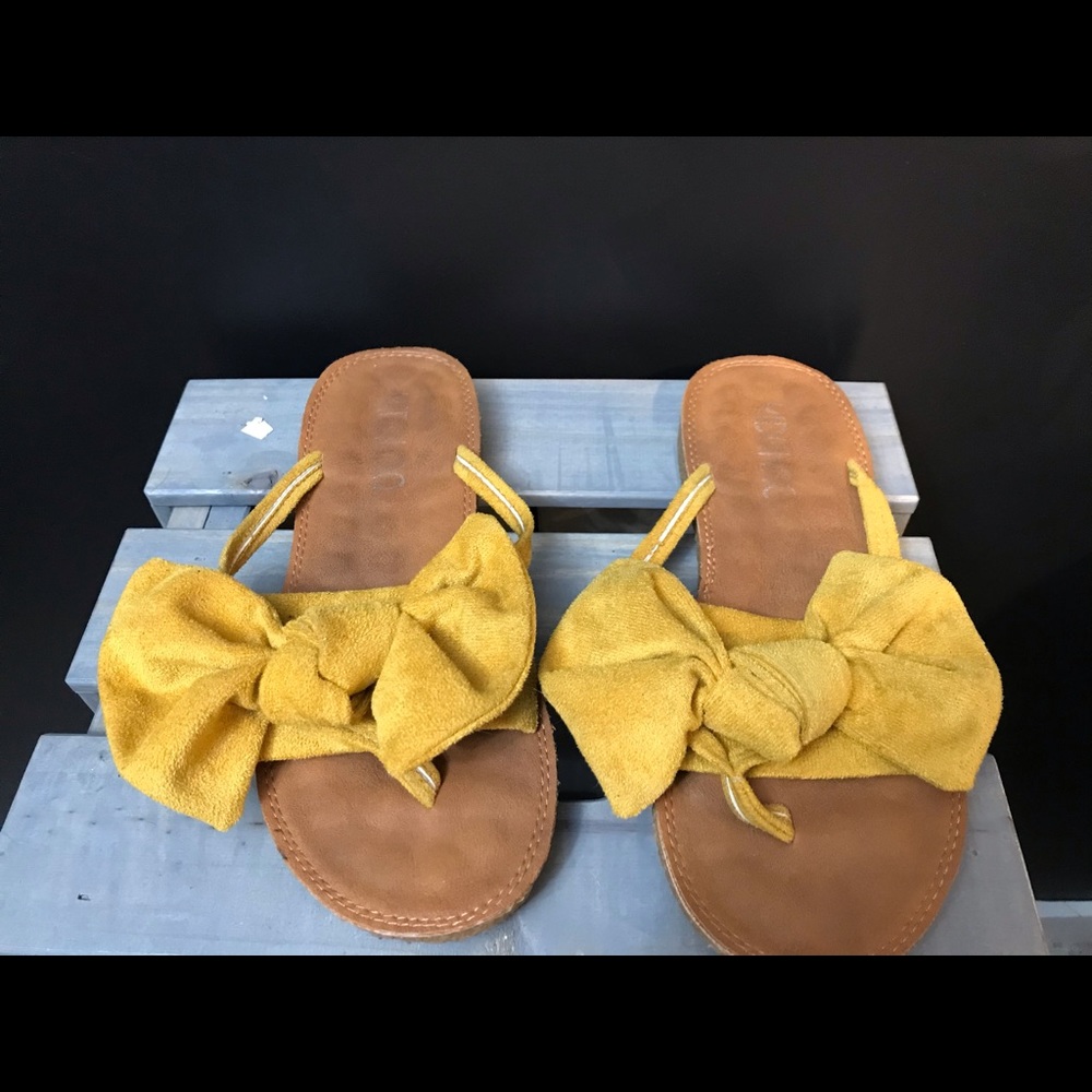 Yellow suede sandals